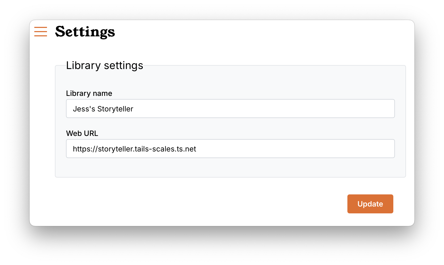 Setting Application Library Settings | Storyteller